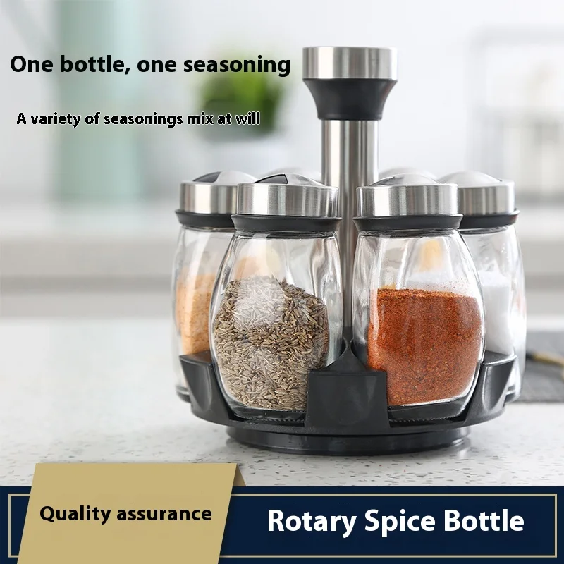 

Kitchen Supplies Stainless Steel Spice Bottle Jar Swivel Base Seasoning Bottle Seasoning Jar Combo Set