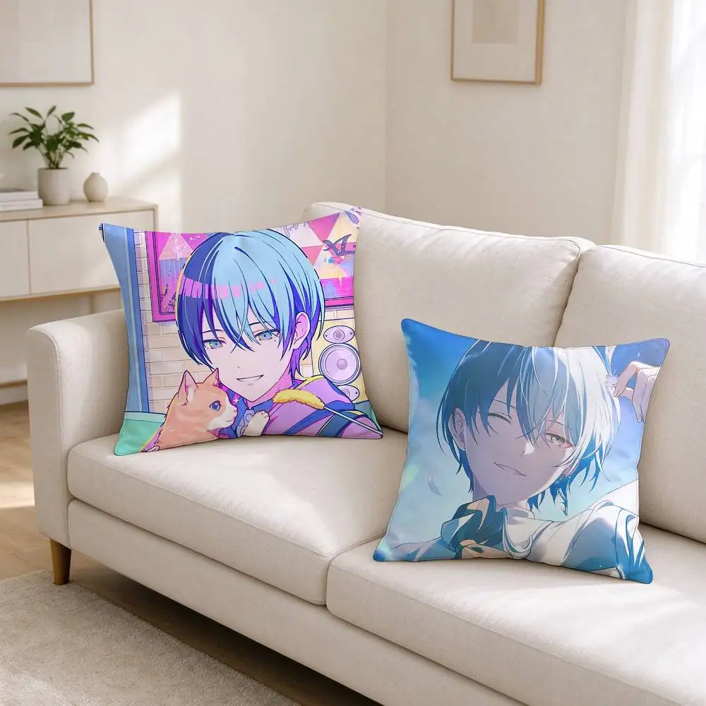 A-Aoyagi Toya Project Sekai Game  Pillow Case Square Double-Sided Sofa Cushion Cover Bedroom Bedside Pillow