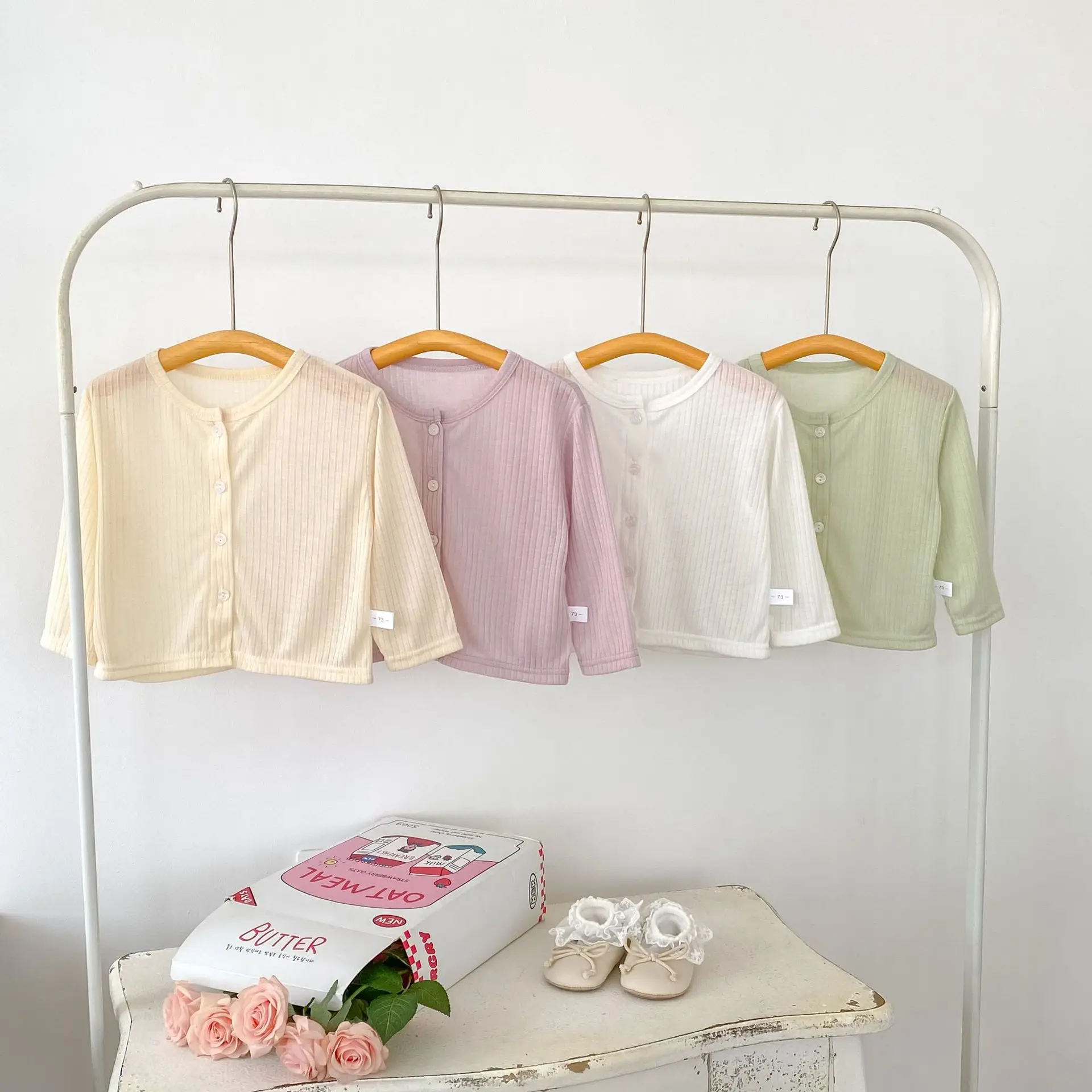 2025 Summer New Baby Long Sleeve Coat Solid Simple Girls Thin Sunscreen Jacket Children Breathable Soft Cardigan Kids Clothes