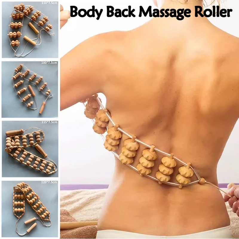Holz-Rückenmassagerolle für Meridiane, Manuelles Lymphdrainage-Tool zur Tiefengewebsmassage und Schmerzlinderung für Körper, Nacken und Beine – Detail 2