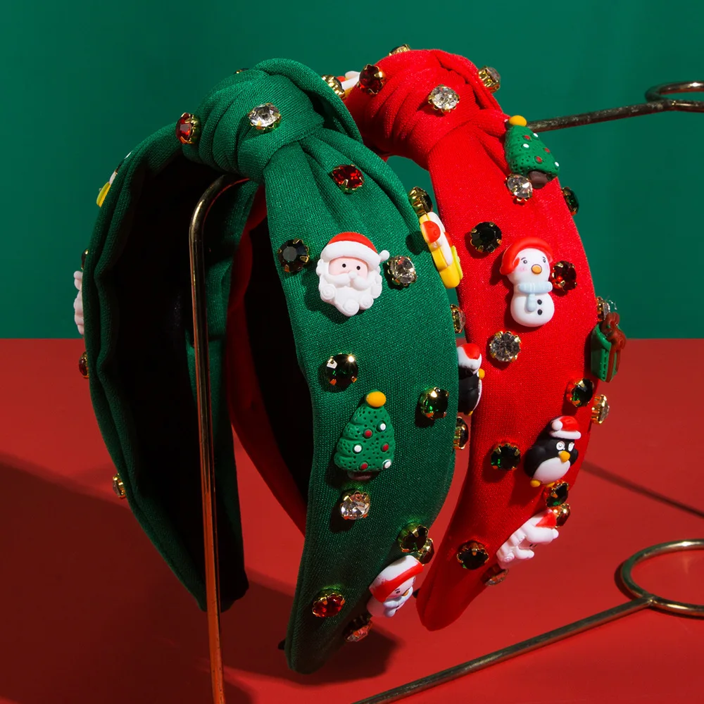 

Christmas Series Headbands for Women Red and Green Cute Santa Claus Snowman Penguin Hair Accessories