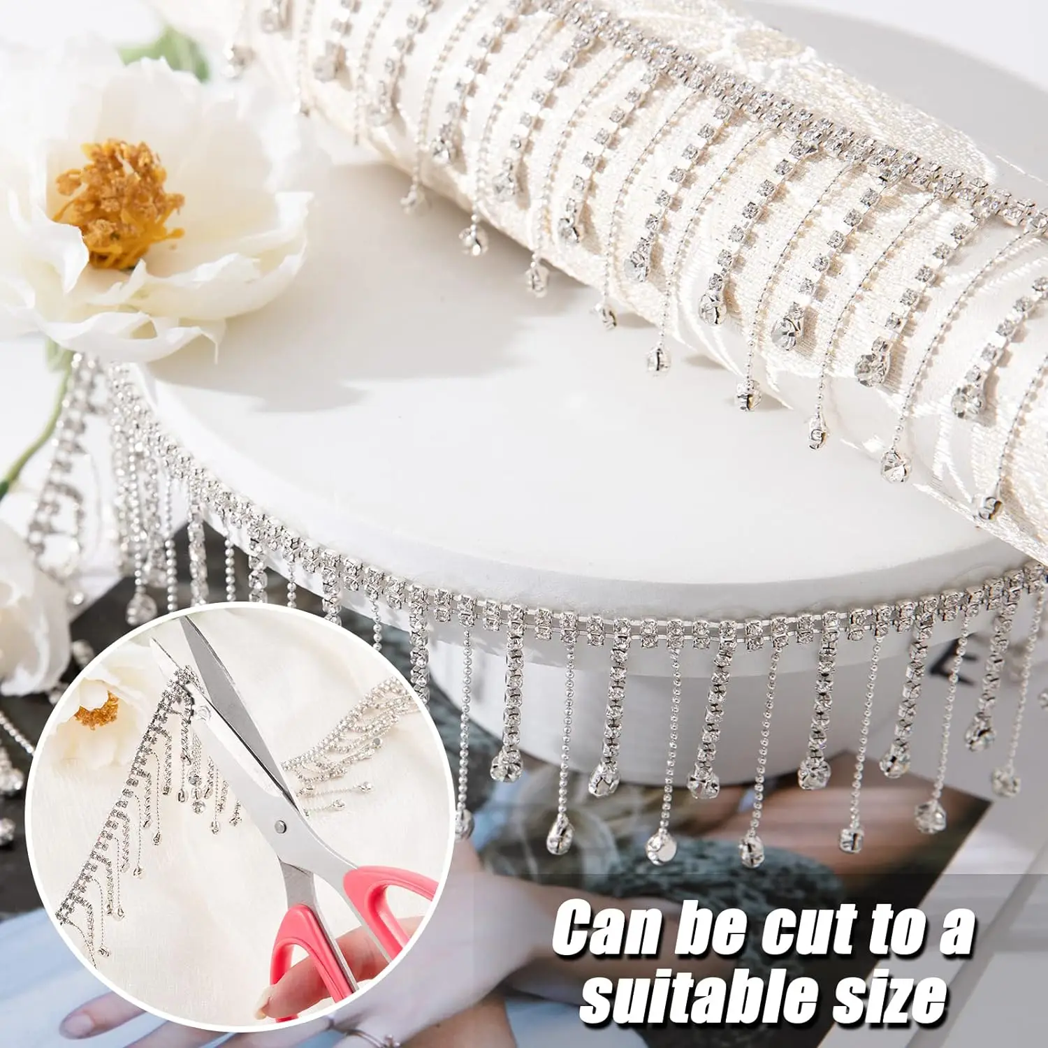 10Yards Rhinestone Trim Fringe Irregular Tassel Chain Diamond Crystal Clothing Bag DIY Wedding Decoration Gift Rhinestone Ribbon