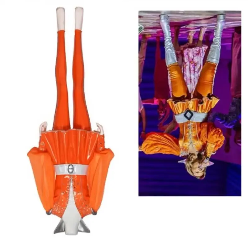 

Musical Cosplay Mamma Costume Mia Outfits Women Orange Bodysuit Party Role Play Musical Suit Cosplay with Top Pants