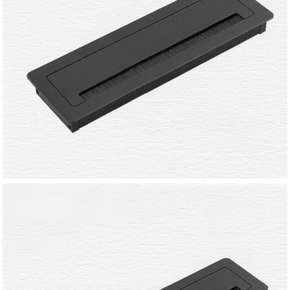 Rectangular Aluminum Cable Management Box Soft Closing Office Desk Wire Organizer Insert Modern Cord Cover For Meeting Table
