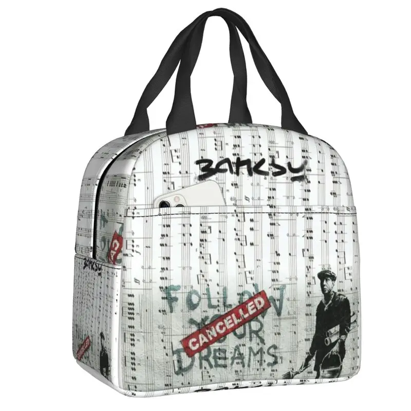 Banksy Follow Your Dreams Insulated Lunch Bag for Women Portable Street Pop Art Cooler Thermal Lunch Tote Office Work School