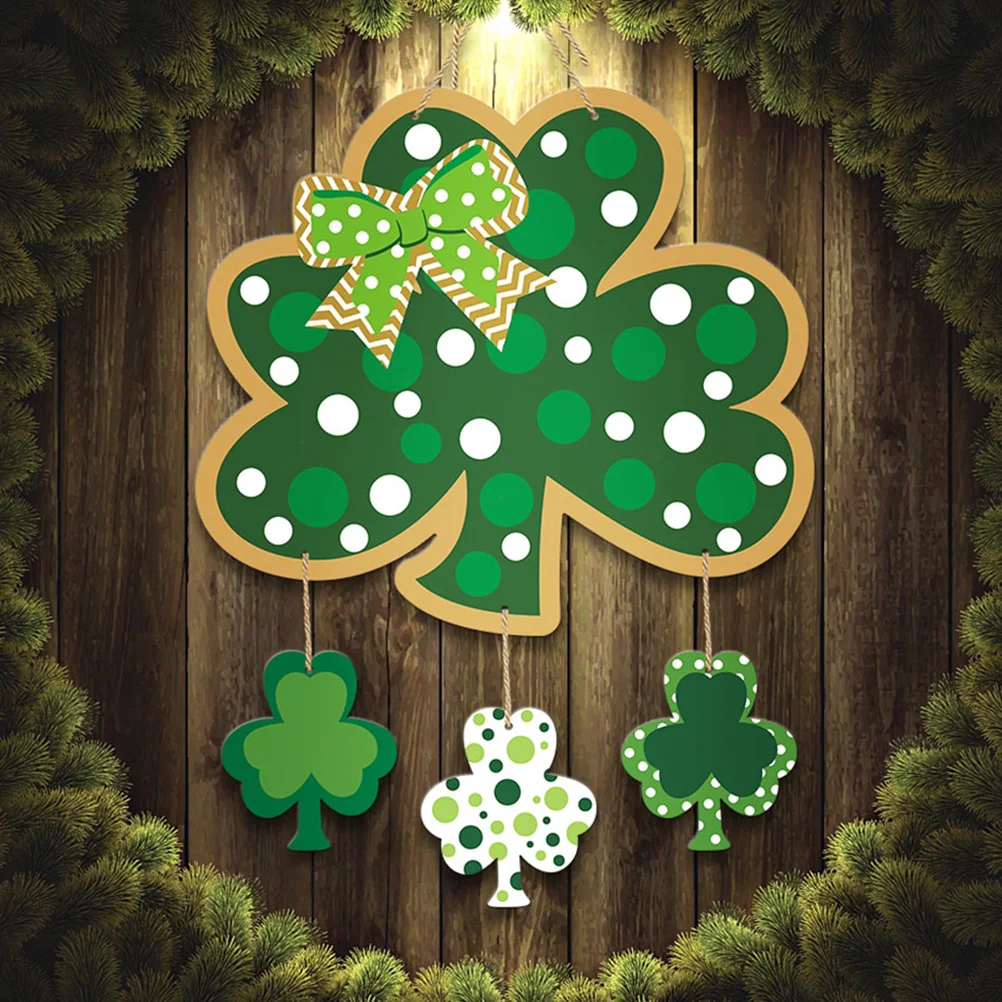 

2 Pcs Door Hanging Wall Decorations Doorknob Shamrock St Patricks Day Paper Vacation