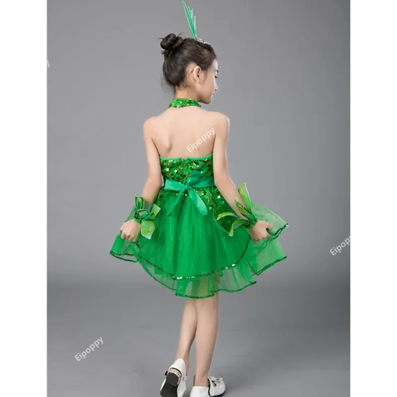 Green Girls Ballet Dress for Children Girl Jazz Dance Costumes for Girls Dance Dress Girl Performance Costume  Stage Dancewear