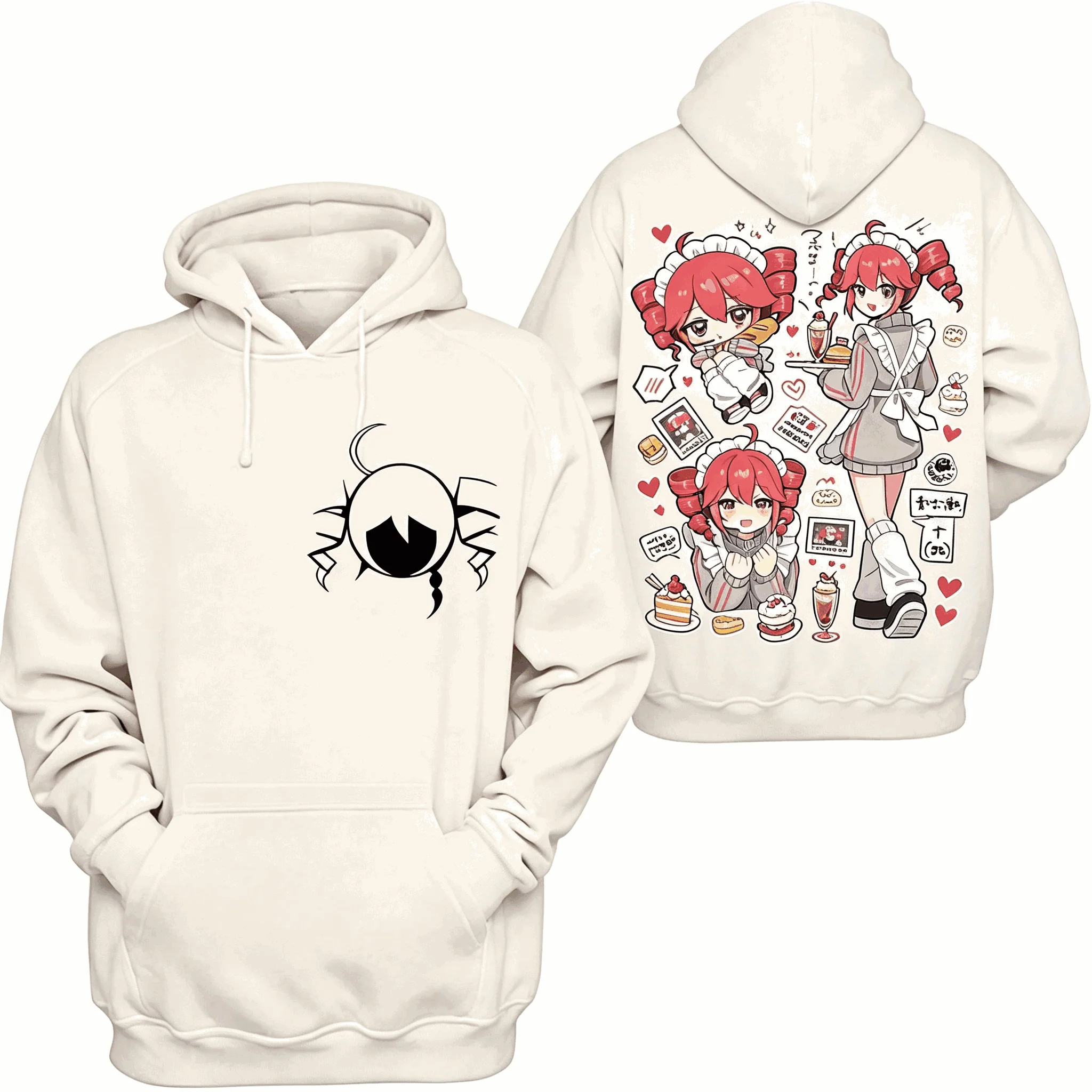 Kasane Teto Printed Oversized Unisex Vintage Loose hoodies for Men Women Fleece warm Casual Retro Fashion high quality Couples