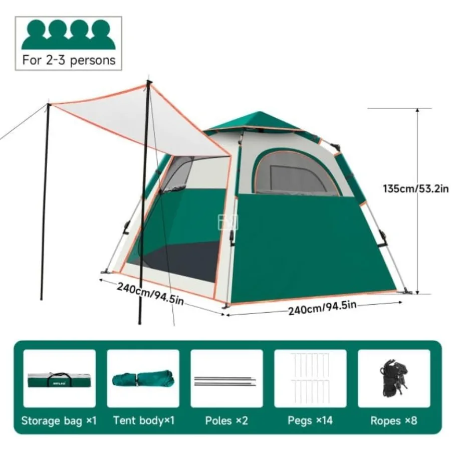 Barraca de acampamento 2 3 4 pessoas instantâneas fácil pop up tendas para acampamento leve mochila tenda automática família fácil configuração tenda p