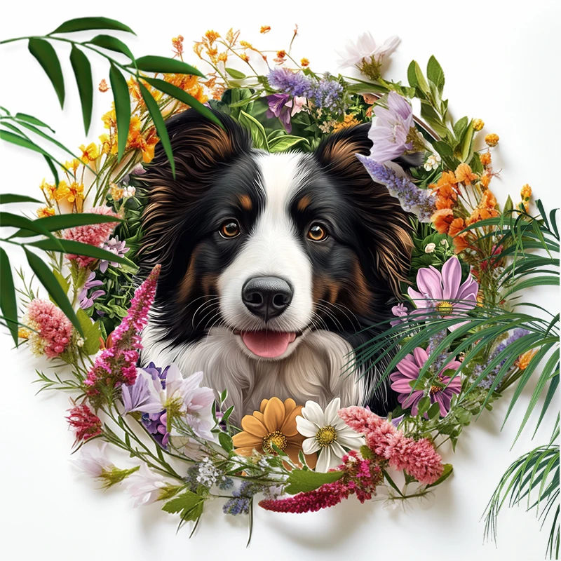 Customized Border Collie Pet Ornaments - Circular Aluminum Decorative Paintings | Unique Pet Souvenir Tombstones