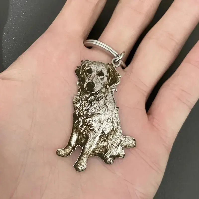 Customized Engraved Cat Dog Photo Pet Portrait Pendant Key Chain Stainless Steel Personalized Family Jewelry Key Ring Gifts - Image 4