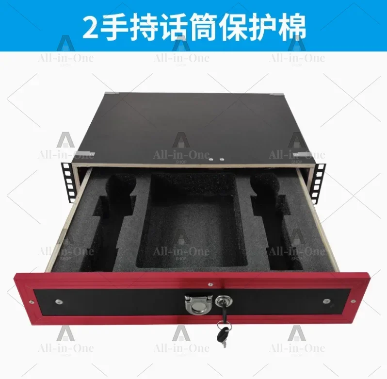 2U Cabinet Drawer with Lock 3U Metal Iron Drawer Microphone Storage Box