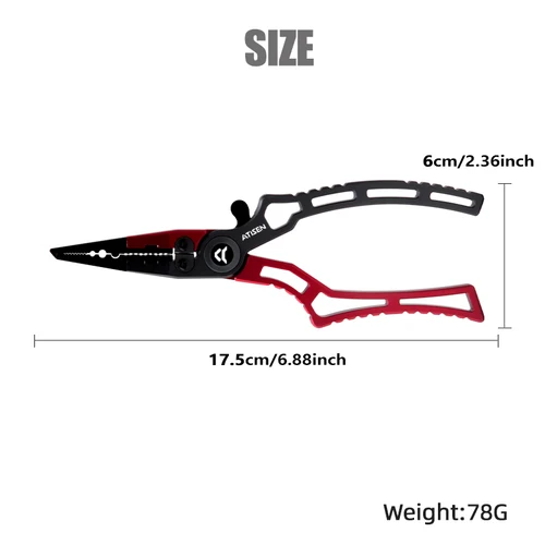 Imagen 2 del producto Booms Fishing X1 Alicates de pesca de aluminio para agua salada, Kit de aparejos de pesca para Surf, anzuelo multiherramienta de pesca, línea de pesca trenzada