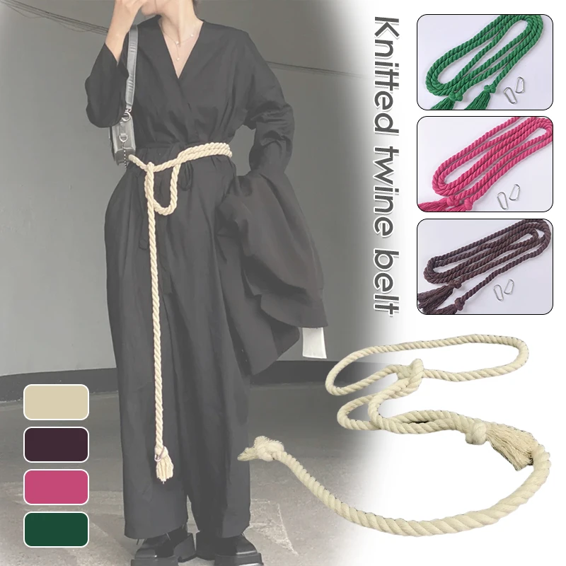 Chinese Hanfu Hemp Rope Belt Japan Men Woman Kimono Belt Hook Weave Thin Tide Waist Rope Cummerbunds Wide Belt Yukata Dress