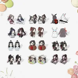 Anime Grandmaster Of Demonic coltivazione orecchino Cosplay Mo Dao Zu Shi figura Lan Wangji Wei Wuxian orecchini a bottone in acrilico Jewelr