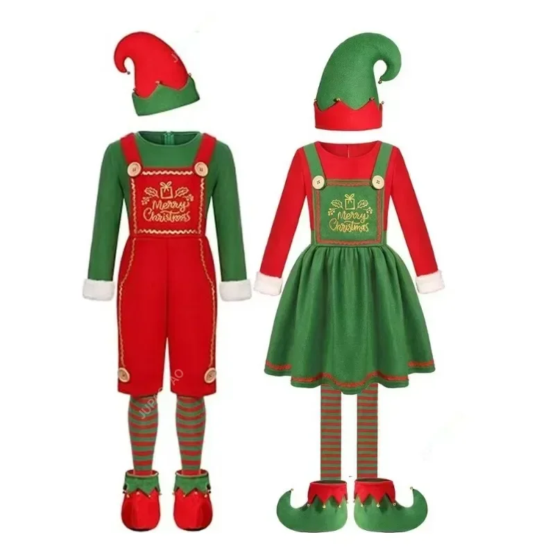 Children's Christmas and New Year Elf Role-playing Set Christmas Stage Performance Party Boys and Girl Christmas Party Costumes