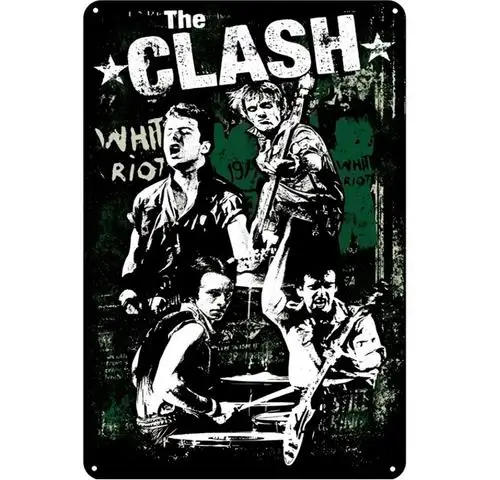 Vintage Metallschild „White Riot Punk Rock & Roll“ als Wanddekoration