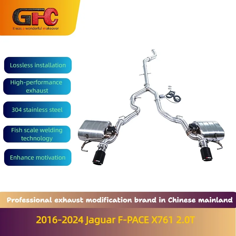 

GFC Catback Exhaust System for 2016-2024 Jaguar F-PACE X761 2.0T High-Performance Variable Valve with Mufflers And Tips