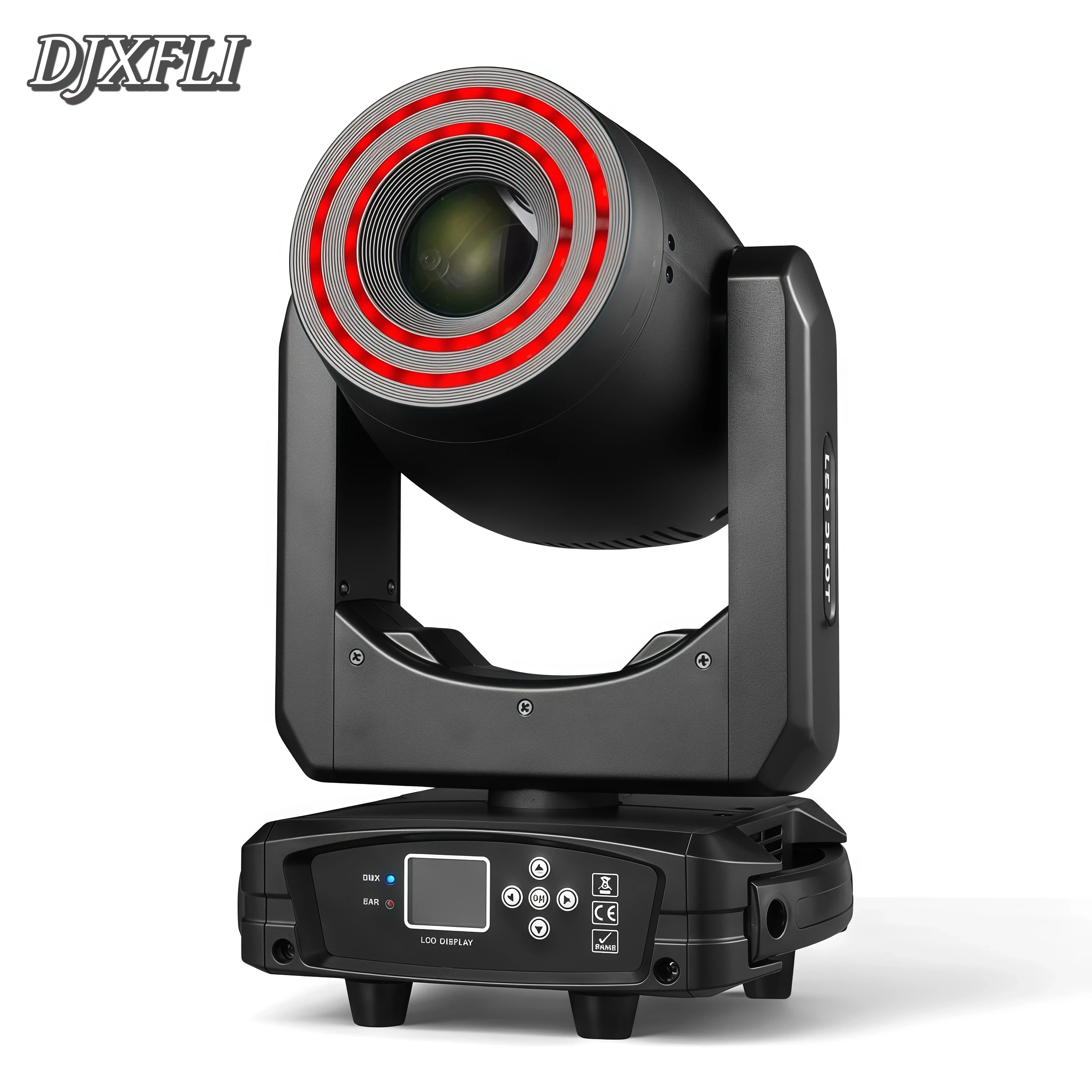 Mini 250W LED Moving Head Spot Light  with Colorful Aura Ring DMX 512 Pattern Prism Projector for Bar Party Event Stage Lighting