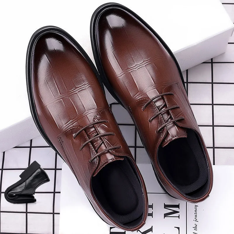 Mens Dress Shoes Casual Business Men Shoe Men\'s Leather Sharp Point Wedding Luxury Social Summer Designer Legitimate Man Black