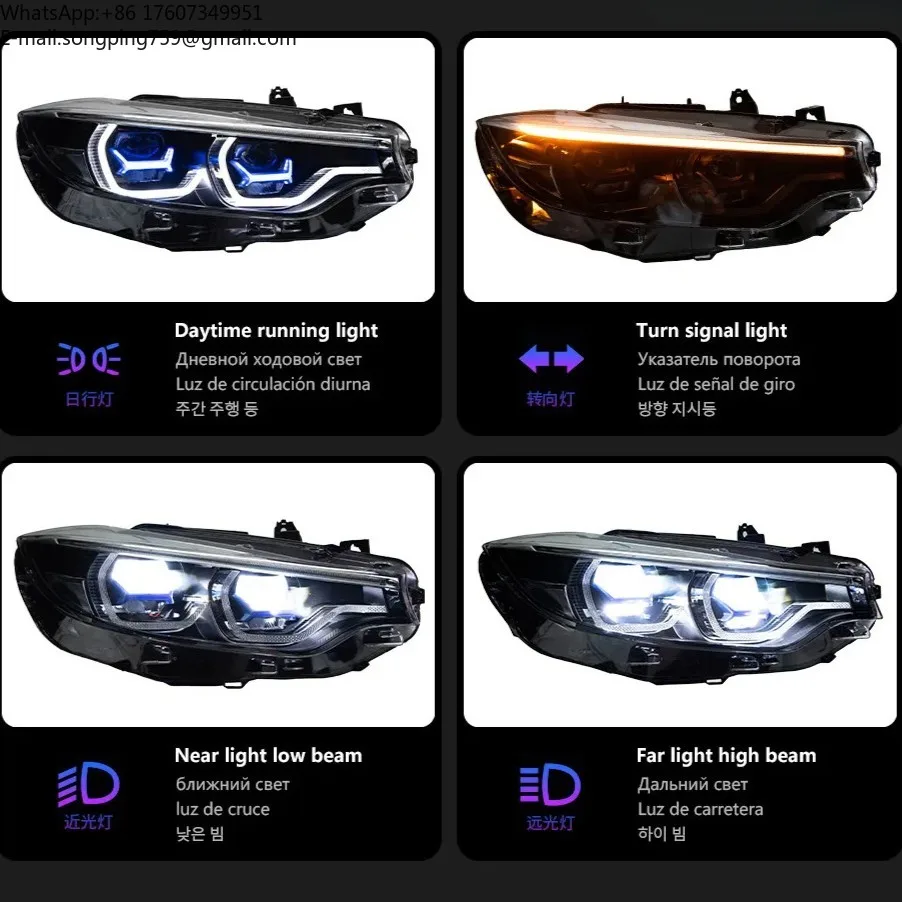 LED Headlight Assembly for BMW 4 Series F32 425i 428i 430i 2013-2020 Plug and Play DRL Projector Lens 6000K - view 3