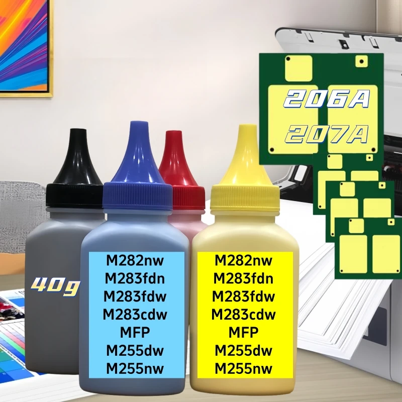 

4color Compatible for HP 207a 206A Toner Powder with Chip M282nw M283fdn M283fdw M283cdw MFP M255dw M255nw W2210A Printer
