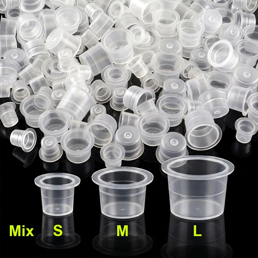 600/300/150pcs Mix Tattoo Ink Cups Microblading Tattoo Ink Caps with S M L Pigment Ink Holder Container Tattoo Accessories