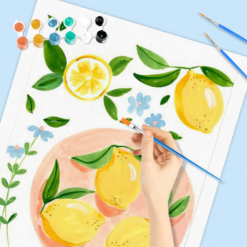 RUOPOTY Painting By Numbers For Adults Lemon Illustration Wall Art Picture By Numbers Starter Kits Acrylic Paint Wall Decorate
