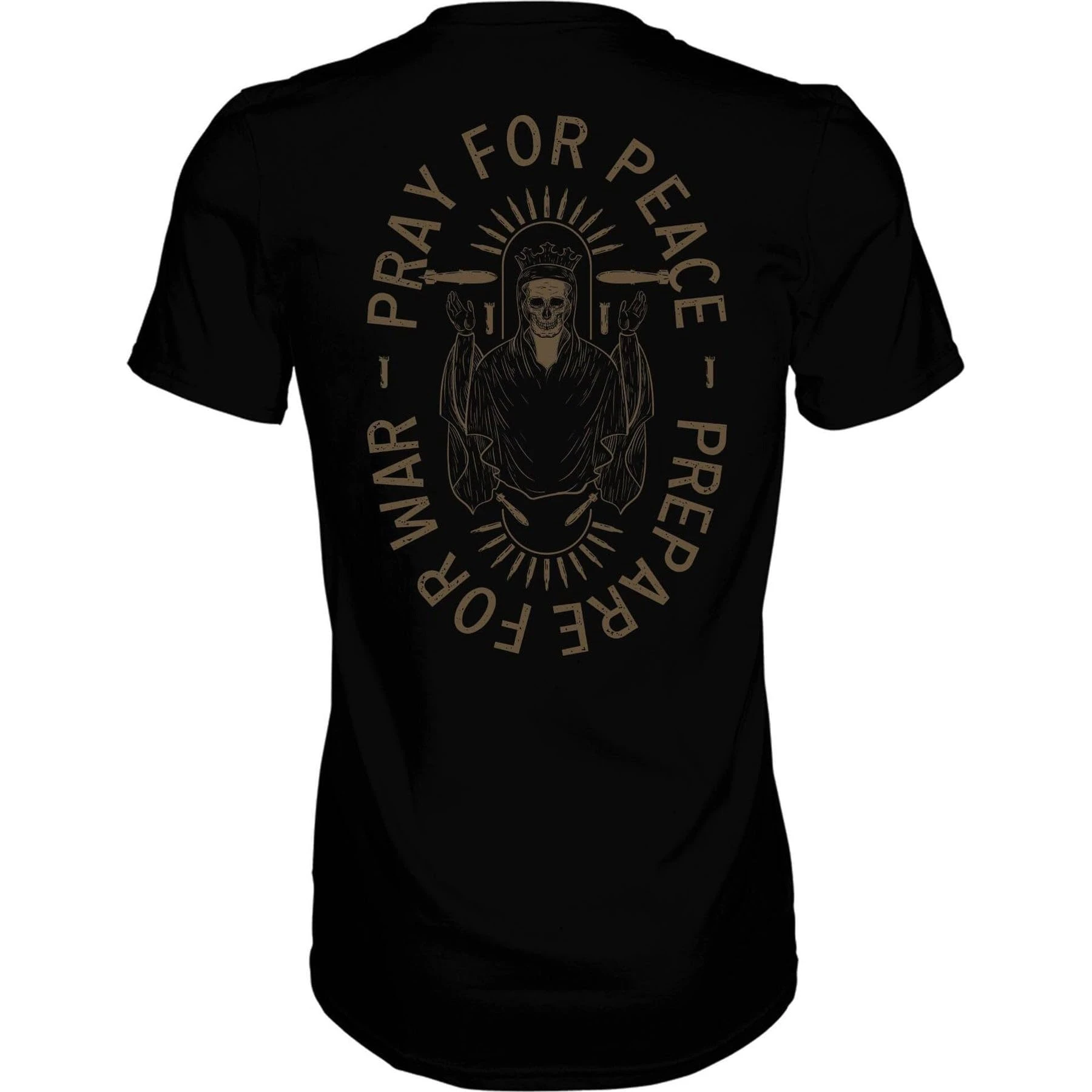 Black Pray for Peade Military Training Tactics Brand Graphic Tee Cotton Mens Womens T-Shirt Outdoor Top
