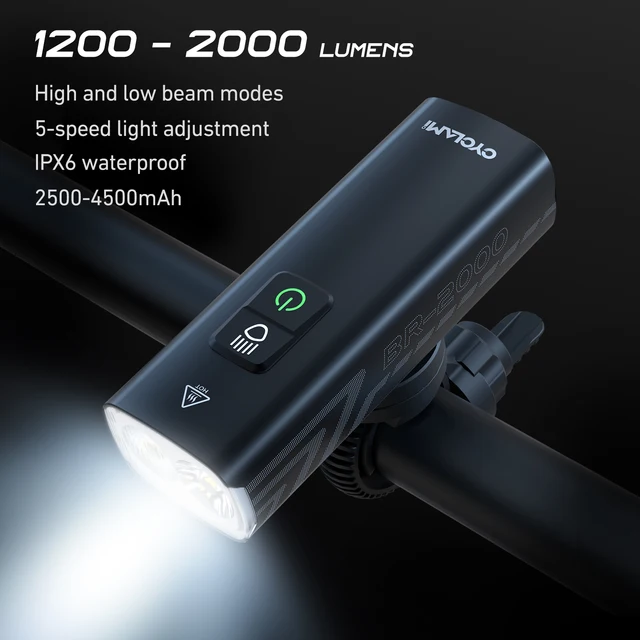 CYCLAMI reflektor rowerowy przednie światło rowerowe latarka kierownica Type-C MTB Road Highlight BR1200 BR2000 lampa stop aluminium
