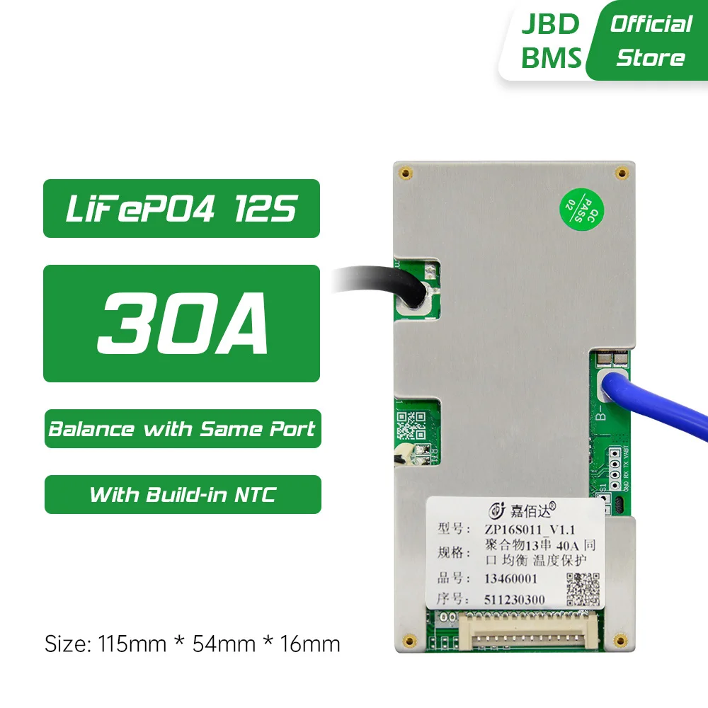 JiaBaiDa 12S 36V 13S 14S 48V 16S 48V 60V 30A 40A 50A 60A LiFePO4 Li-Ion оборудование BMS с NTC