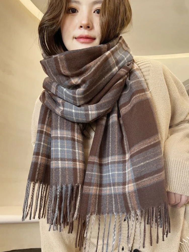 

New Imitation Cashmere Women Ladies Scarf Winter Preppy Style Plaid Tassel Scarve Pashmina Mujer Foulard Bufanda Long Wrap Shawl