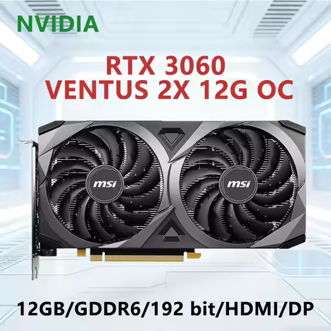 MSI RTX 3060 12GB GDDR6 GPU RTX3060 VENTUS 2X 12G OC graphics card PCI-E 4.0 HDMI DP 8-pin PSU 550W for Desktop PC Computer