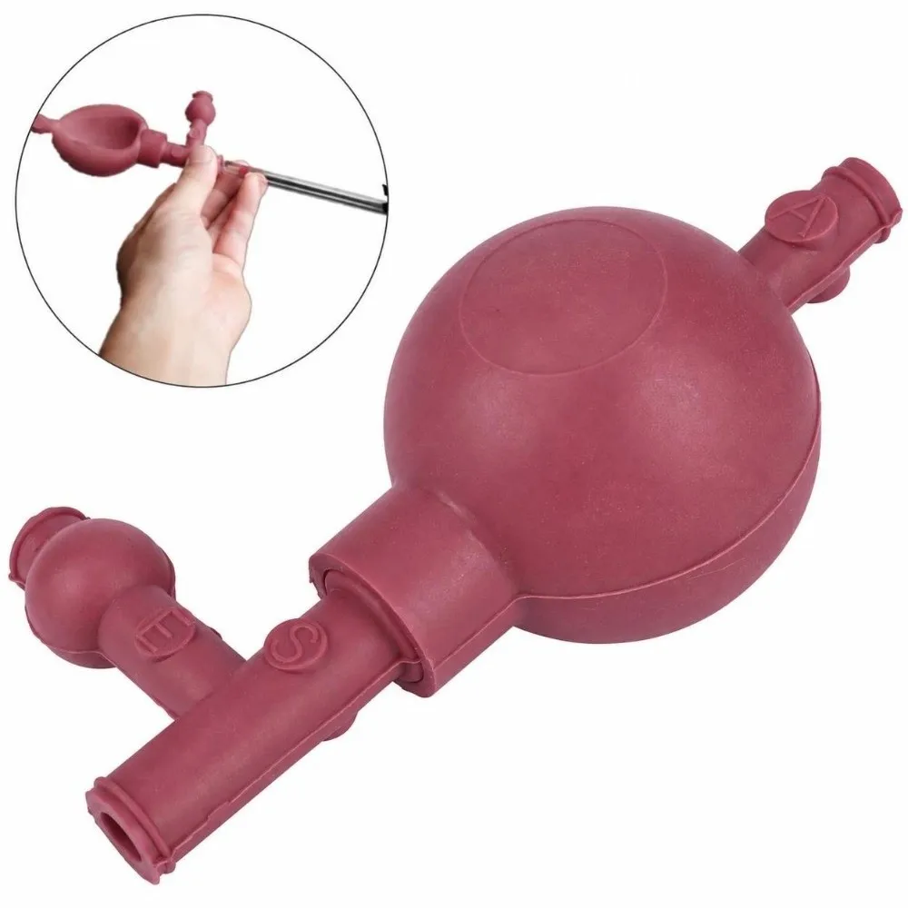2 Pcs Flexible Rubber Three Way Pipette Bulb Three Port Structure 2 Pieces Per Pack Pipette Suction Ball Hand Squeeze