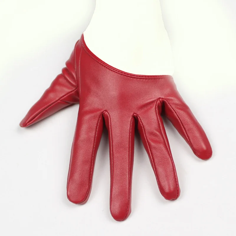 Fashion Women Tight Half Palm Gloves Imitation Leather Party Show Full Finger Gloves Ladies Short Female Sexy Mittens Black
