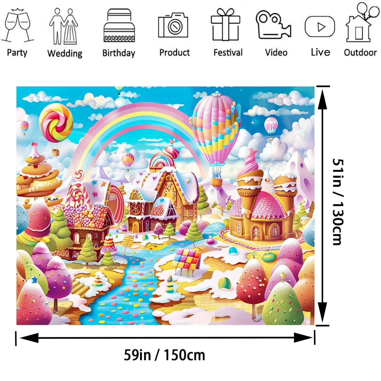 Candy Land Background Gingerbread Party Background Shower Birthday Decoration Photography Studio Props Supplies