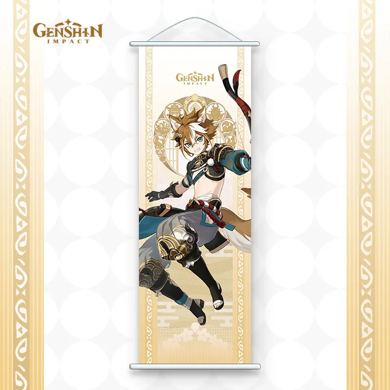 

Anime Genshin Impact Gorou Albedo Kaeya Alberch Noelle Razor Cosplay Scroll Birthday Xmas Gift Hang A Picture Decorative