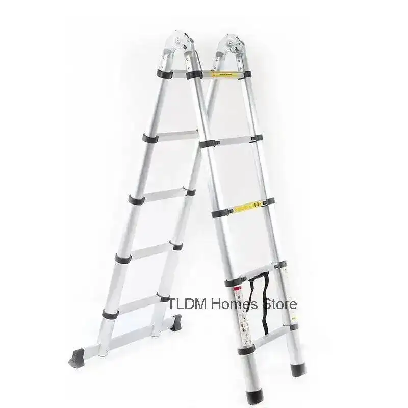 Stairs Ladder Aluminum Non-slip Herringbone Foldable Telescopic Industrial Household Folding Alloy Ladder Max Load 150kg F