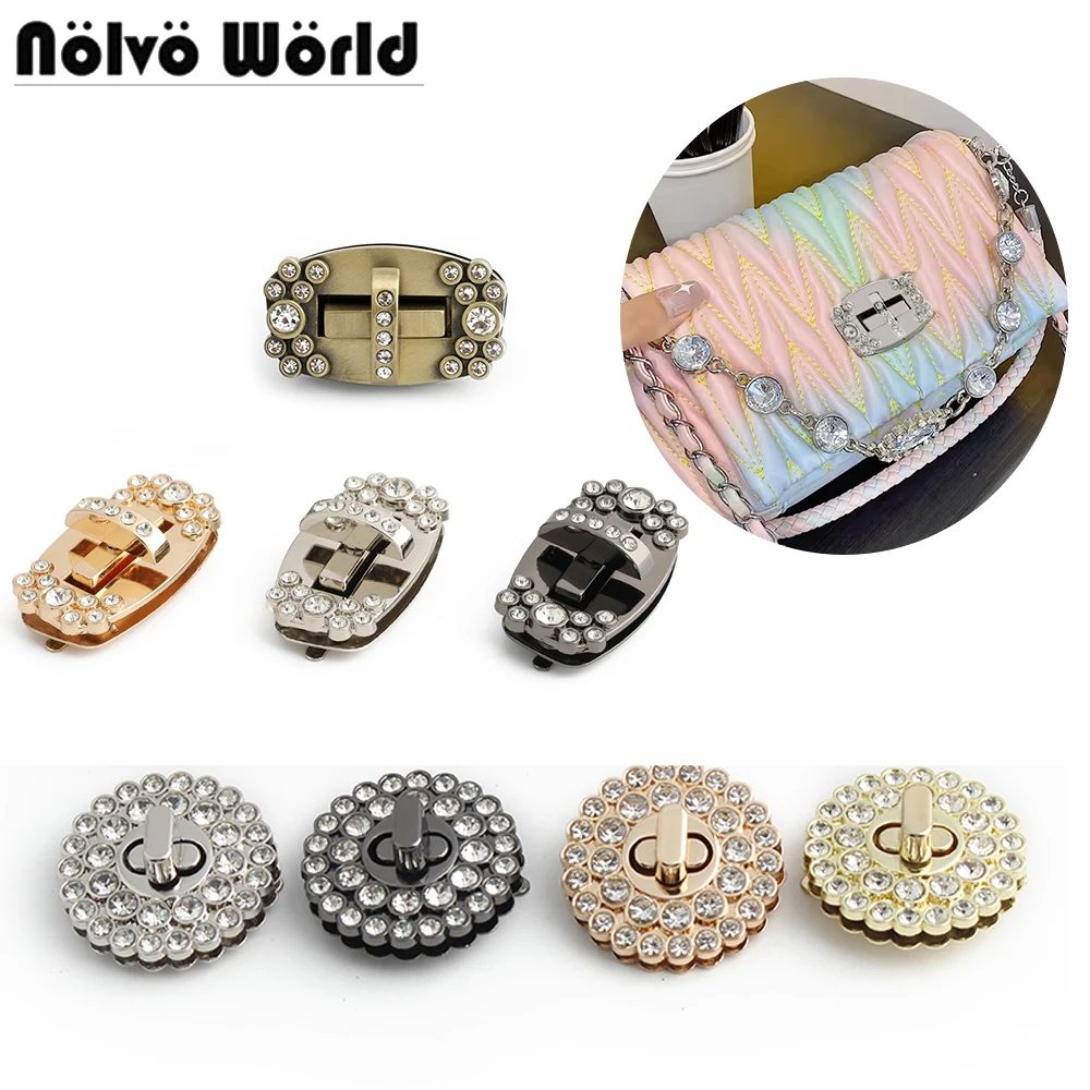 

5/15/30 комплектов, овальный/круглый декоративный замок со стразами и бриллиантами, металлическая застежка, поворотный замок для сумки, сумки на плечо, аксессуары для кошелька