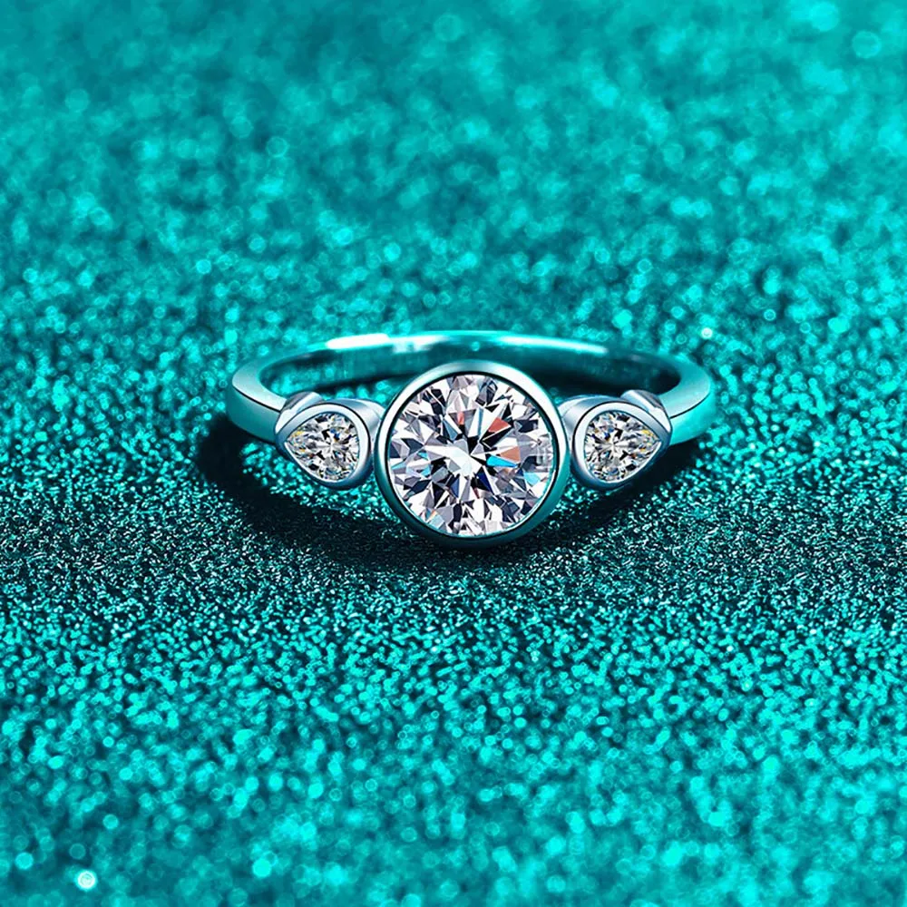 

MUXIFC D Color Round Moissanite Ring Bubble 925 Sterling Silver 18K White Gold Plated Rings GRA Certified Wedding Band Jewelry