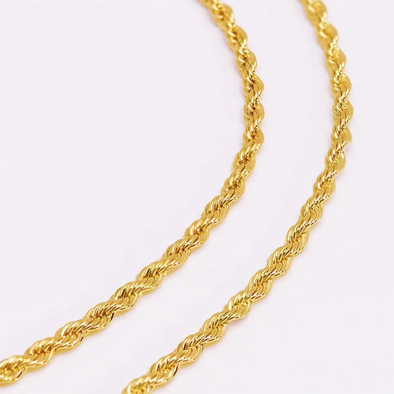 XP Jewelry --( 60 cm x 4 mm ) Eco-friendly Chain Rope Weave Necklaces for Men 24 K Pure Gold Plated