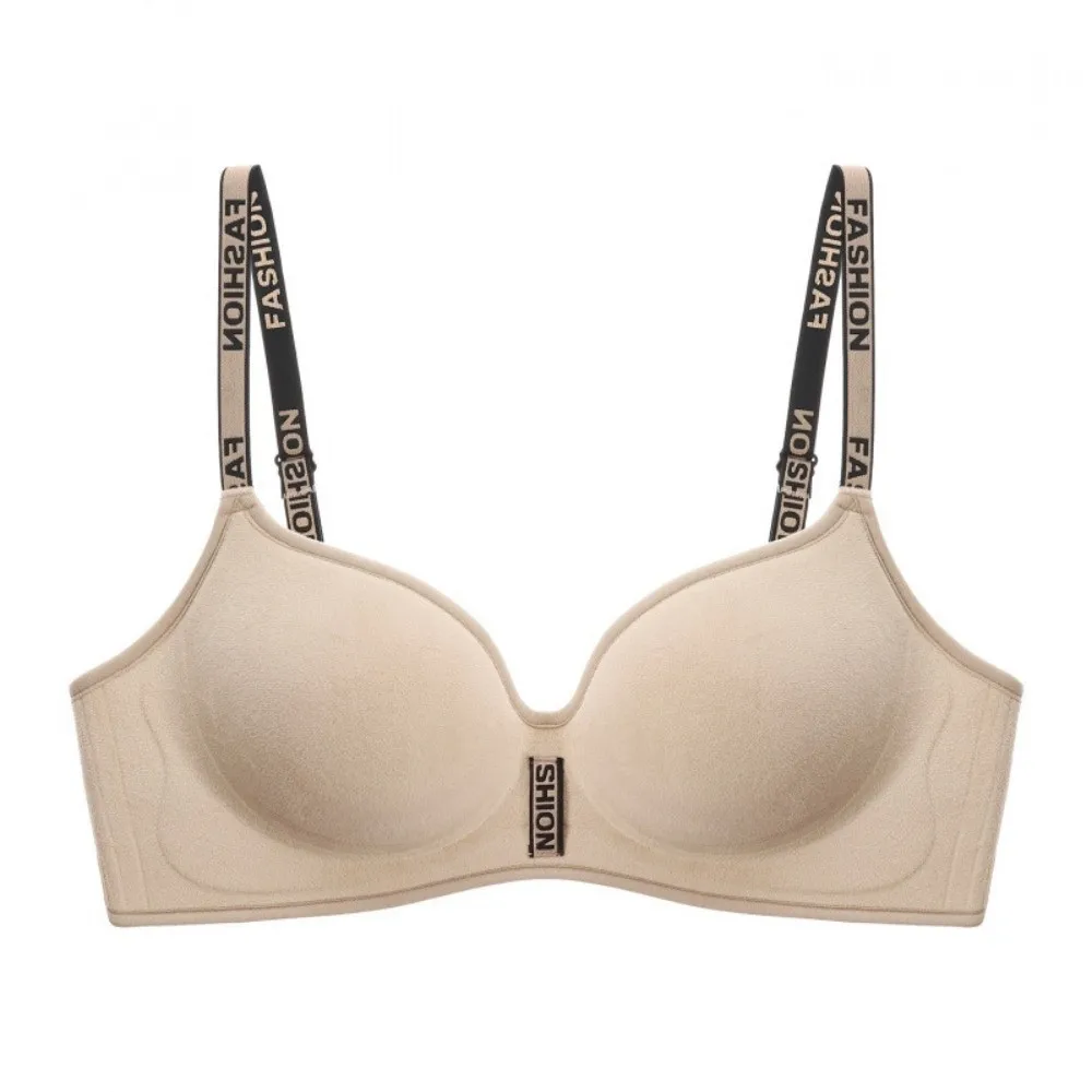 

Velvet Velvet Wireless V Bra Thick Chest Cushion English Letter Push Up Underwear Shockproof Traceless Brassiere for Women Yoga