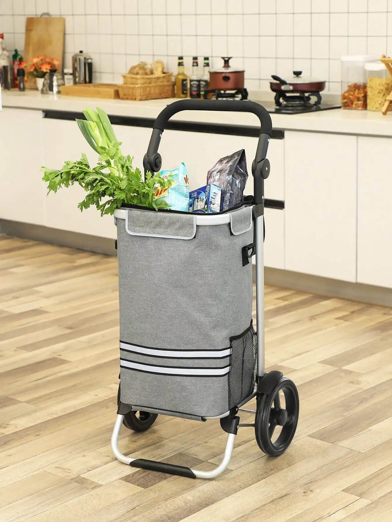 Carrello della spesa pieghevole SONGMICS, robusto, con borsa di raffreddamento isolata, carrello dei