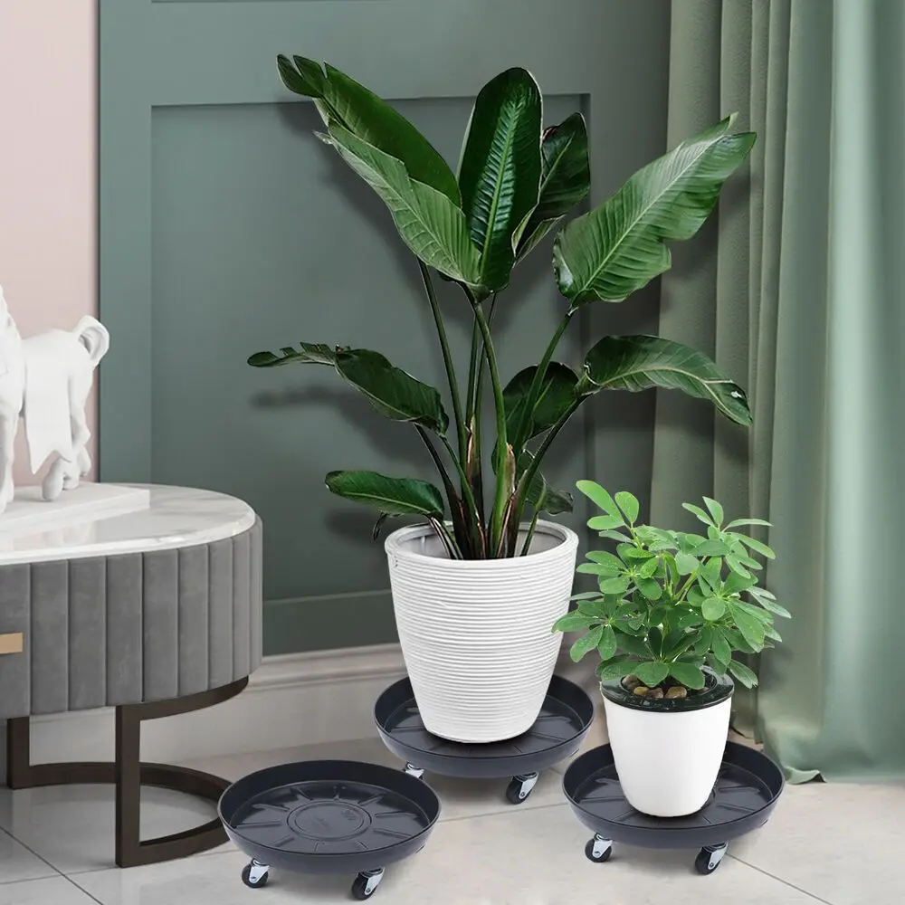 

3* Heavy Duty Plant Dolly Rolling Flower Pot Holder Stand With 5 Wheels 14.17"