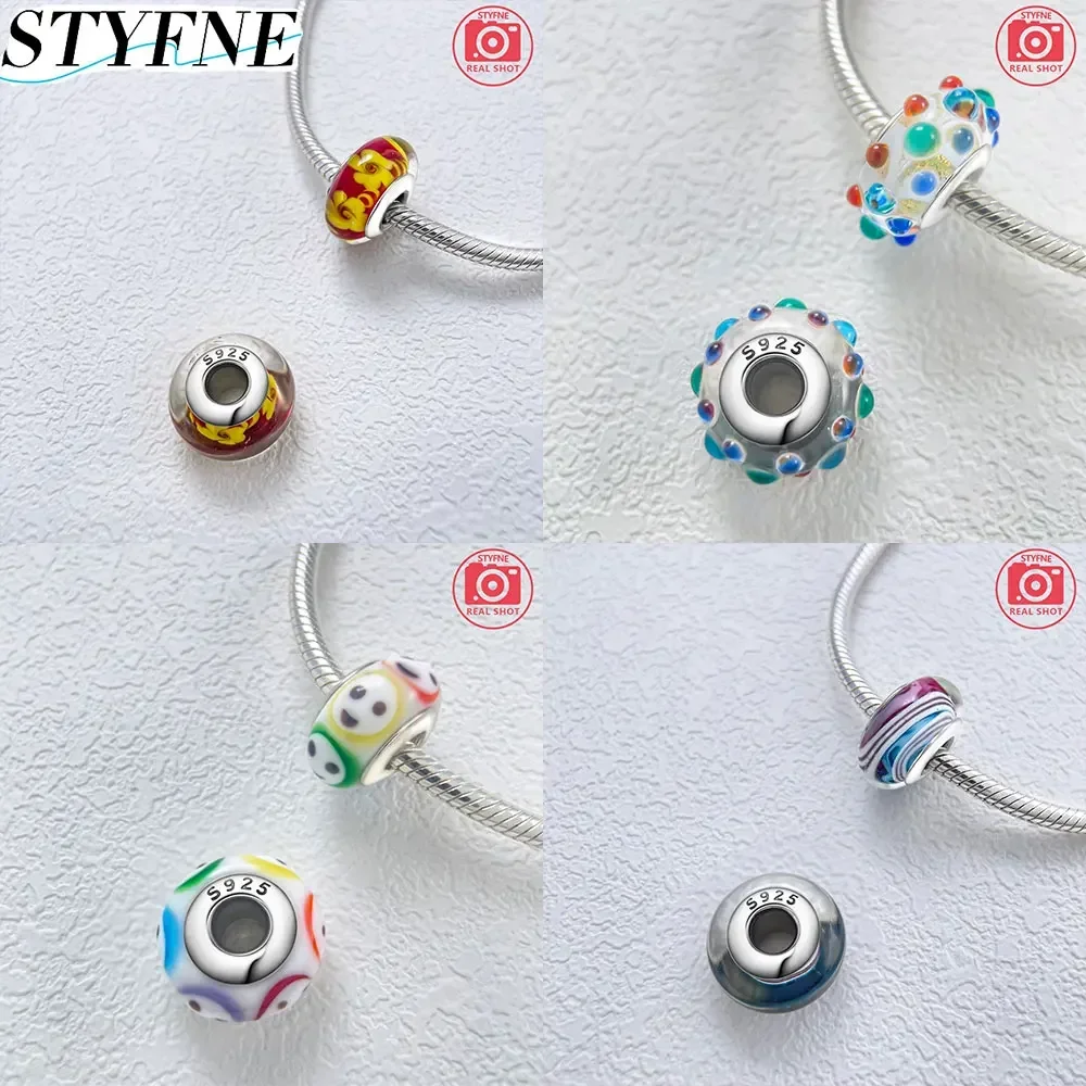 925 Sterling Silver Original Shiny New Mini Pattern Murano Turtle Rabbit Glass Beads per le donne creazione di gioielli con bracciale fai da te
