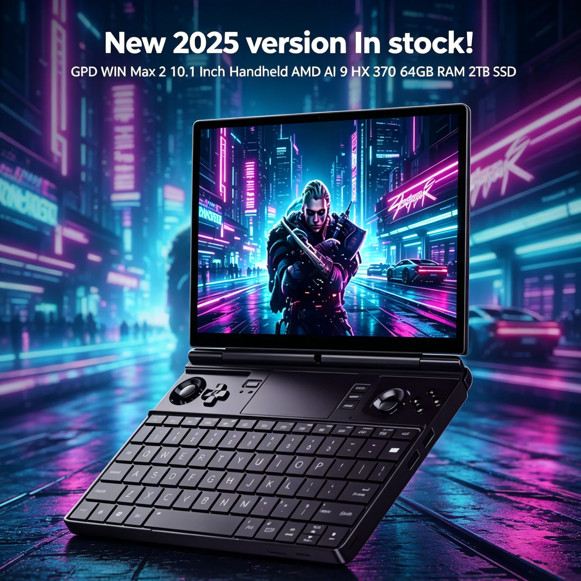 NEW GPD WIN Max 2 10.1-inch Handheld Business Mini Laptop with AMD AI 9 HX 370 Processor 64GB RAM 2TB SSD
