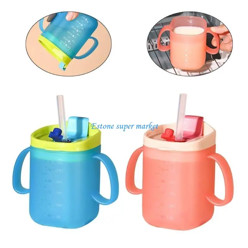 

090B Практичная детская чашка для питья молока с соломинкой, удобная для детей чашка для питья
