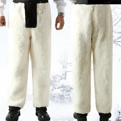 Winter Sheepskin Pants Men Women's Wool Trousers Leather Fur Integrated Thickened Cashmere Cotton Longs High Waisted Outdoor Ski