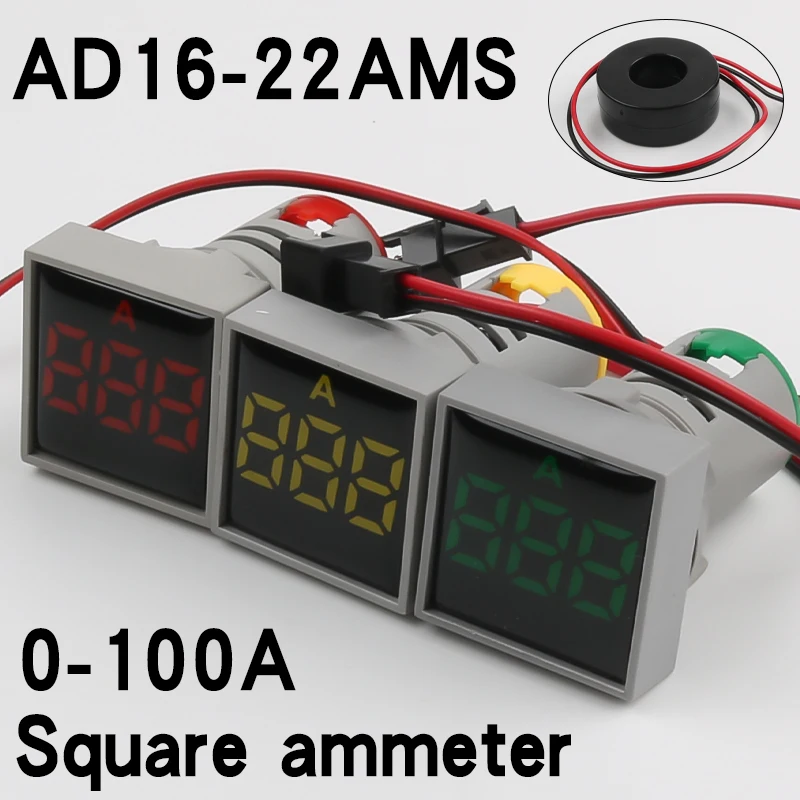 1Pcs AD16-22AMS LED With Current Power Supply Indicator Ammeter,Signal Lamp Digital Display Meter General Mini Ammeter Current