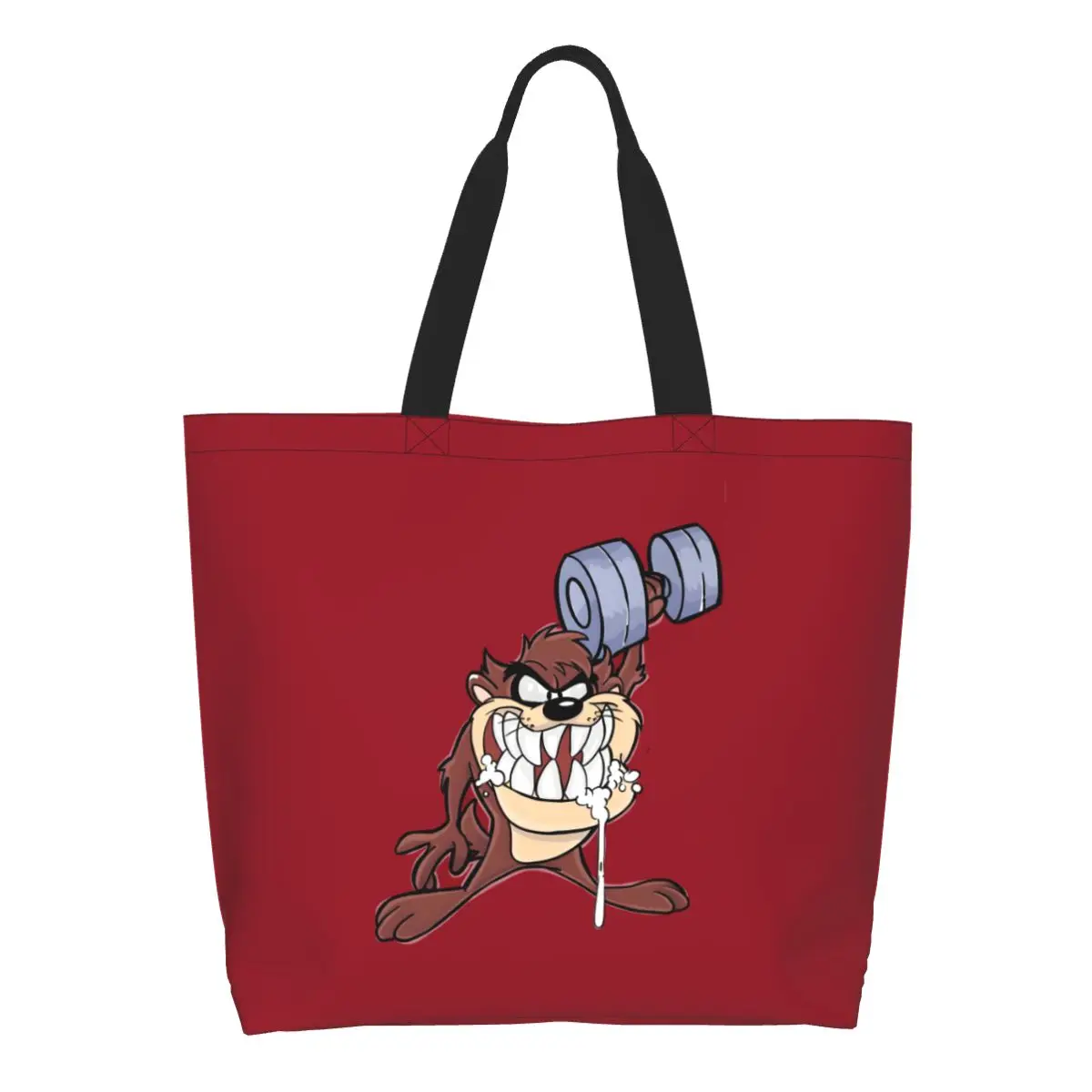 

Custom Cute Tasmanians Devils Shopping Tote Bags Reusable Animated Cartoon Groceries Canvas Shoulder Shopper Bag